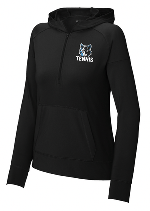 Custom Apparel - Screen Printing - Okemos Tennis 2024 - Women's 1/2 Zip Hoodie - Okemos Tennis 2024 - 15568