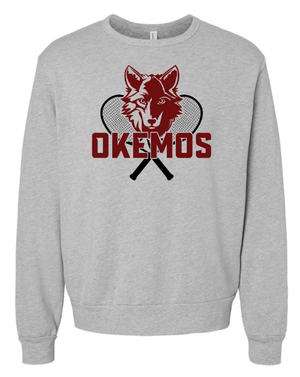 Custom Apparel - Screen Printing - Okemos Tennis 2025 - Fleece Classic Crewneck Sweatshirt (Grey / Mauve) *Personalization Optional* - Okemos Tennis 2025 - 17424