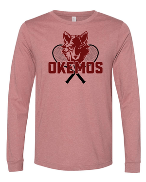Custom Apparel - Screen Printing - Okemos Tennis 2025 - Unisex Long Sleeve T-Shirt (Mauve / Carolina Blue) - Okemos Tennis 2025 - 17424