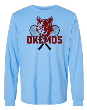 Custom Apparel - Screen Printing - Okemos Tennis 2025 - Unisex Long Sleeve T-Shirt (Mauve / Carolina Blue) - Okemos Tennis 2025 - 17424