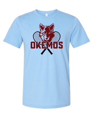Custom Apparel - Screen Printing - Okemos Tennis 2025 - Unisex T-Shirt (Carolina Blue / White) - Okemos Tennis 2025 - 17424