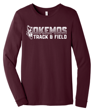 Custom Apparel - Screen Printing - Okemos Track & Field 2025 - Unisex Long Sleeve T-Shirt (Carolina Blue / Maroon) - Okemos Track & Field 2025 - 17447