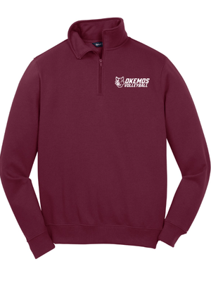 Custom Apparel - Screen Printing - Okemos Volleyball 2024 - Adult 1/4 Zip Sweatshirt Maroon - Okemos Volleyball 2024 - 16403