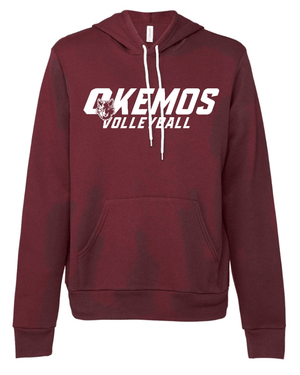 Custom Apparel - Screen Printing - Okemos Volleyball 2024 - Adult Fleece Hoodie Maroon/ Dk Grey - Okemos Volleyball 2024 - 16403