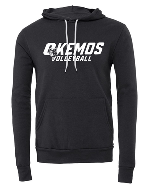 Custom Apparel - Screen Printing - Okemos Volleyball 2024 - Adult Fleece Hoodie Maroon/ Dk Grey - Okemos Volleyball 2024 - 16403