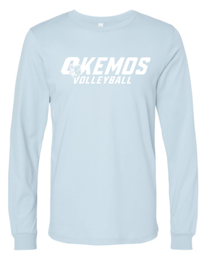 Custom Apparel - Screen Printing - Okemos Volleyball 2024 - Adult Long Sleeve T-Shirt Blue/ Maroon (Customizable) - Okemos Volleyball 2024 - 16403