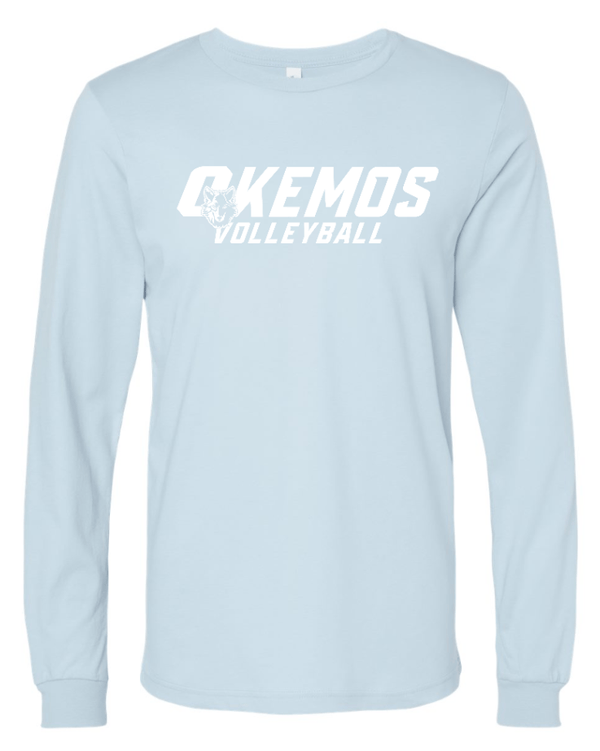 Custom Apparel - Screen Printing - Okemos Volleyball 2024 - Adult Long Sleeve T-Shirt Blue/ Maroon (Customizable) - Okemos Volleyball 2024 - 16403