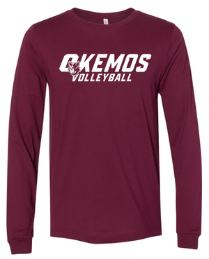 Custom Apparel - Screen Printing - Okemos Volleyball 2024 - Adult Long Sleeve T-Shirt Blue/ Maroon (Customizable) - Okemos Volleyball 2024 - 16403