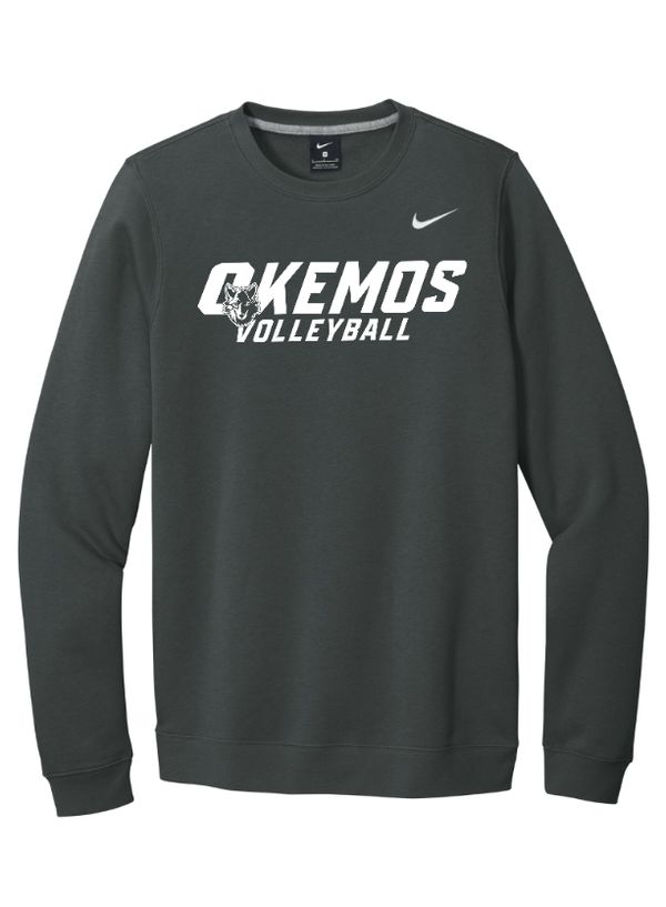 Custom Apparel - Screen Printing - Okemos Volleyball 2024 - Adult Nike Fleece Crew (Customizable) - Okemos Volleyball 2024 - 16403