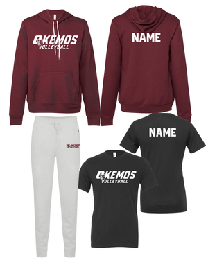 Custom Apparel - Screen Printing - Okemos Volleyball 2024 - Adult Player Pack (Fleece Hoodie, Jersey T-Shirt, Fleece Joggers) - Okemos Volleyball 2024 - 16403