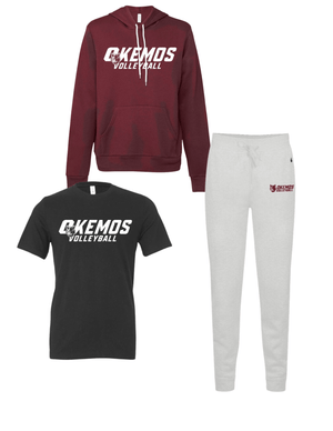 Custom Apparel - Screen Printing - Okemos Volleyball 2024 - Adult Player Pack (Fleece Hoodie, Jersey T-Shirt, Fleece Joggers) - Okemos Volleyball 2024 - 16403