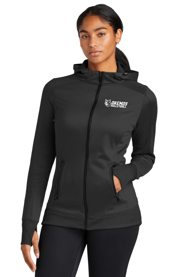 Custom Apparel - Screen Printing - Okemos Volleyball 2024 - Ladies Full Zip Fleece Hoodie Black - Okemos Volleyball 2024 - 16403