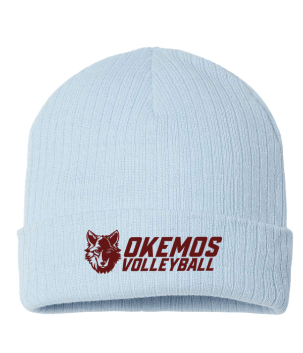 Custom Apparel - Screen Printing - Okemos Volleyball 2024 - Sustainable Rib Cuffed Beanie Blue - Okemos Volleyball 2024 - 16403