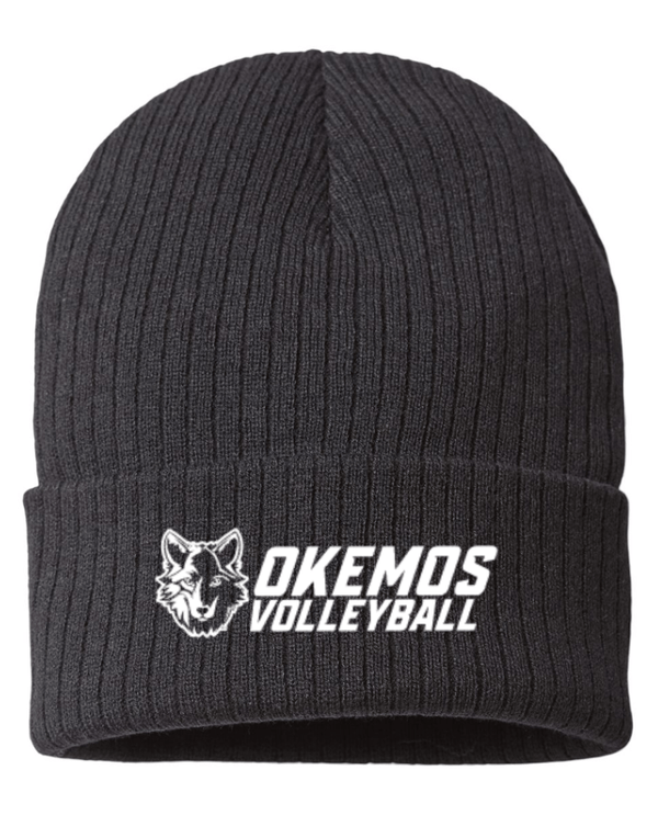 Custom Apparel - Screen Printing - Okemos Volleyball 2024 - Sustainable Rib Cuffed Beanie Blue - Okemos Volleyball 2024 - 16403