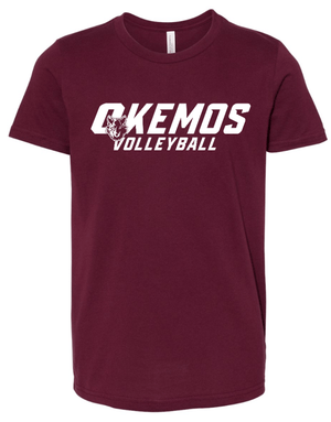Custom Apparel - Screen Printing - Okemos Volleyball 2024 - Youth T-Shirt Maroon/ Grey (Customizable) - Okemos Volleyball 2024 - 16403