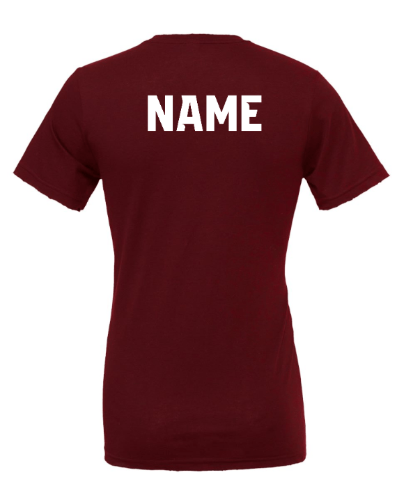 Custom Printed Apparel | Okemos Volleyball 2025 - Adult Unisex Tee (Baby Blue / Maroon / Black) Personalization Optional - OHS Volleyball - 18261