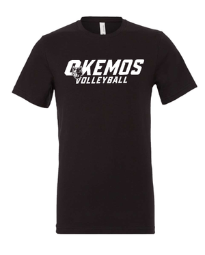 Custom Printed Apparel | Okemos Volleyball 2025 - Adult Unisex Tee (Baby Blue / Maroon / Black) Personalization Optional - OHS Volleyball - 18261