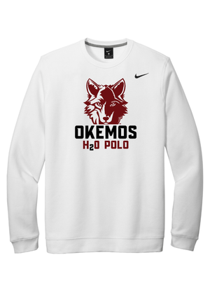 Custom Apparel - Screen Printing - Okemos Water Polo - Adult Unisex White Nike Crewneck Sweatshirt - Okemos Water Polo - 16226