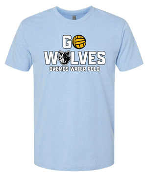Custom Printed Apparel | Okemos Water Polo Fall 2025 - Adult T-Shirt ( Heather Columbia Blue/Dark Heather Grey) - Okemos Water Polo Fall 2025 - 18411