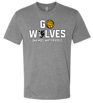 Custom Printed Apparel | Okemos Water Polo Fall 2025 - Adult T-Shirt ( Heather Columbia Blue/Dark Heather Grey) - Okemos Water Polo Fall 2025 - 18411