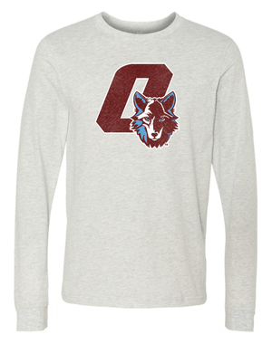 Custom Apparel - Screen Printing - Okemos Wolves - Adult Unisex Ash Grey Long Sleeve T-Shirt - Okemos Public Schools