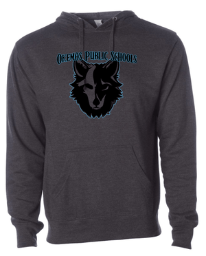 Custom Apparel - Screen Printing - Okemos Wolves - Adult Unisex Charcoal "Spooky Wolf" Hoodie - Okemos Public Schools