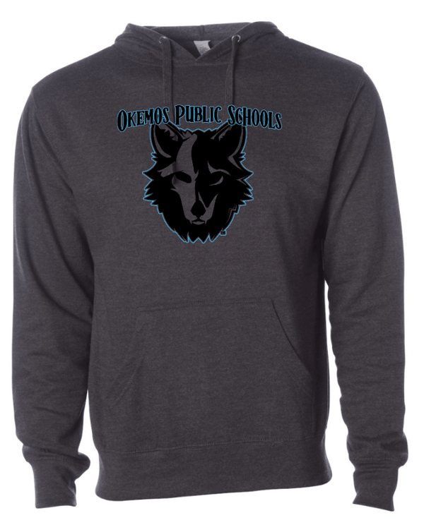 Custom Apparel - Screen Printing - Okemos Wolves - Adult Unisex Charcoal "Spooky Wolf" Hoodie - Okemos Public Schools
