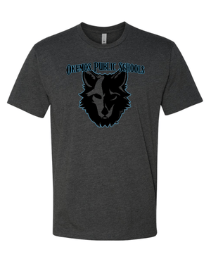 Custom Apparel - Screen Printing - Okemos Wolves - Adult & Youth Charcoal "Spooky Wolf" T-Shirt - Okemos Public Schools