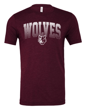 Custom Apparel - Screen Printing - Okemos Wolves - Adult & Youth Maroon "Wolves" Logo T-Shirt - Shirts & Tops - Okemos Public Schools