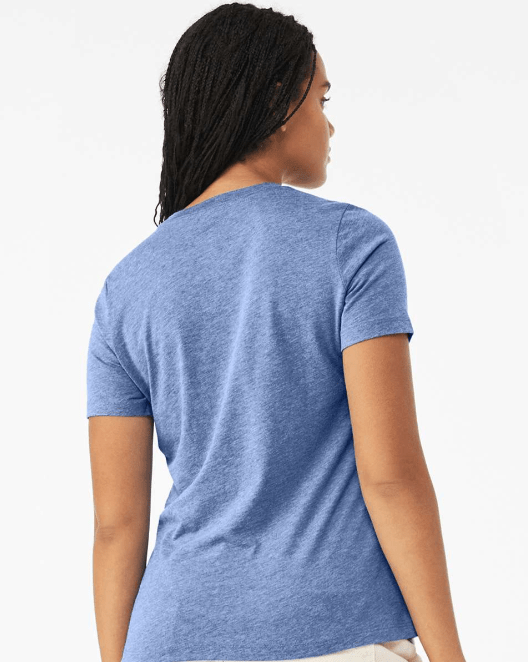 Custom Apparel - Screen Printing - Okemos Wolves Community - Women's Relaxed Fit Triblend T-Shirt ("O" With Wolf Design) - Okemos Wolves Community - 16314