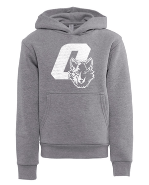 Custom Apparel - Screen Printing - Okemos Wolves Community - Youth Fleece Hoodie ("O" With Wolf Design) - Okemos Wolves Community - 16314