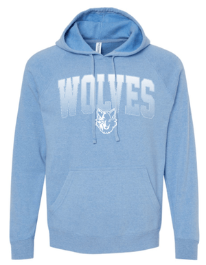 Custom Apparel - Screen Printing - Okemos Wolves Community - Youth Lightweight Special Blend Hooded Sweatshirt (Wolves Gradient Design) - Okemos Wolves Community - 16314