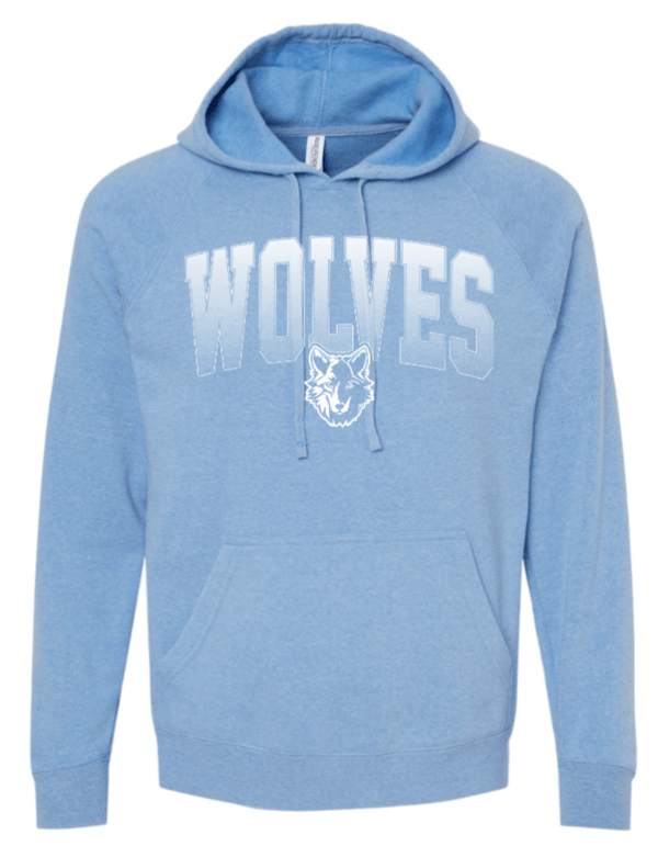 Custom Apparel - Screen Printing - Okemos Wolves Community - Youth Lightweight Special Blend Hooded Sweatshirt (Wolves Gradient Design) - Okemos Wolves Community - 16314