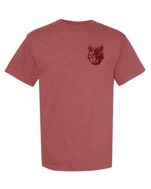 Custom Printed Apparel | Okemos Wolves - Embroidered Garment Dyed Heavyweight T-Shirt (Ivory / Brick) - Okemos Public Schools