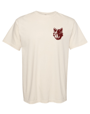 Custom Printed Apparel | Okemos Wolves - Embroidered Garment Dyed Heavyweight T-Shirt (Ivory / Brick) - Okemos Public Schools