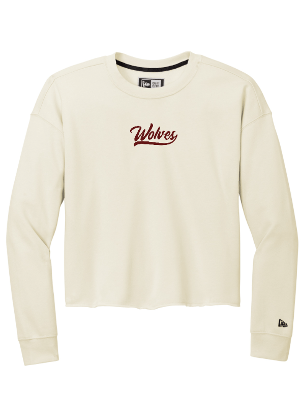 Custom Apparel - Screen Printing - Okemos Wolves - Embroidered Women's Tri Blend Fleece Crop Crewneck (Apparel on Demand) - Okemos Public Schools