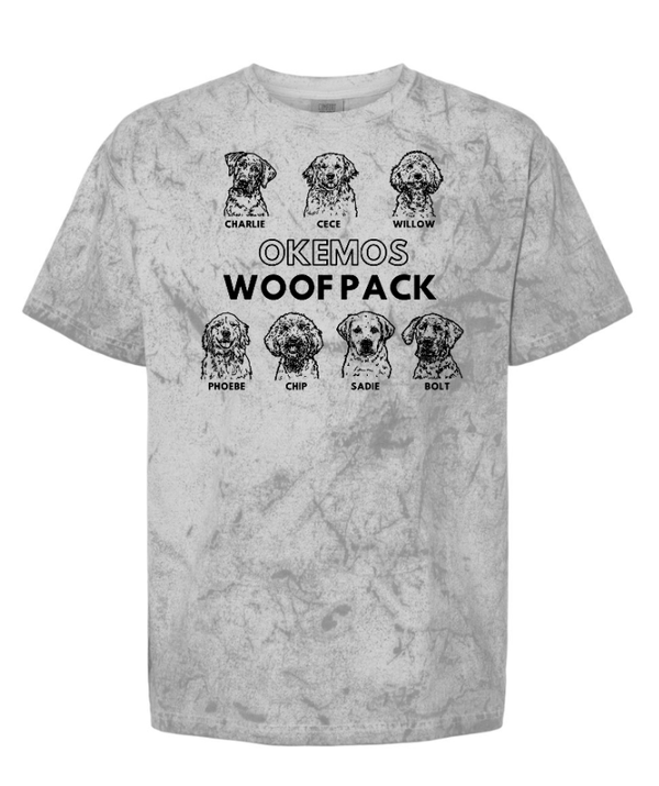 Custom Apparel - Screen Printing - Okemos Woof Pack - Adult Colorblast Heavyweight T-Shirt (Smoke/ Ocean) - Okemos Woof Pack - 16526