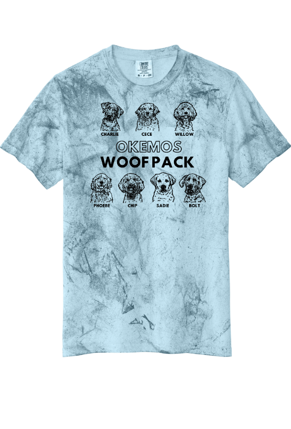 Custom Apparel - Screen Printing - Okemos Woof Pack - Adult Colorblast Heavyweight T-Shirt (Smoke/ Ocean) - Okemos Woof Pack - 16526