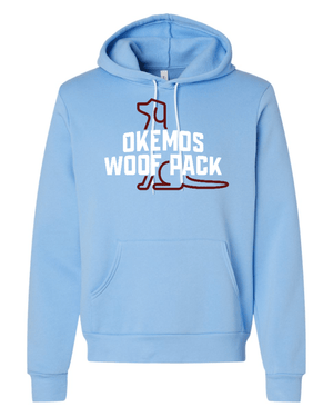 Custom Apparel - Screen Printing - Okemos Woof Pack - Adult Fleece Hoodie (Blue/ Ash/ Grey) - Okemos Woof Pack - 16526