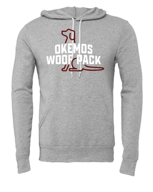 Custom Apparel - Screen Printing - Okemos Woof Pack - Adult Fleece Hoodie (Blue/ Ash/ Grey) - Okemos Woof Pack - 16526