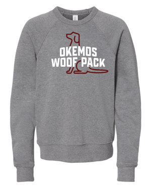 Custom Apparel - Screen Printing - Okemos Woof Pack - Youth Fleece Crewneck Sweatshirt - Okemos Woof Pack - 16526