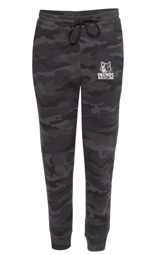 Custom Apparel - Screen Printing - Okemos Wrestling 24/25 - Midweight Fleece Pants ~ Black Camo / Grey ~ - Okemos Wrestling 24/25 - 16902