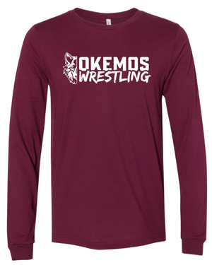 Custom Apparel - Screen Printing - Okemos Wrestling 24/25 - Unisex Long Sleeve T-Shirt ~ Maroon / Black ~ (OPTIONAL PERSONALIZATION) - Okemos Wrestling 24/25 - 16902