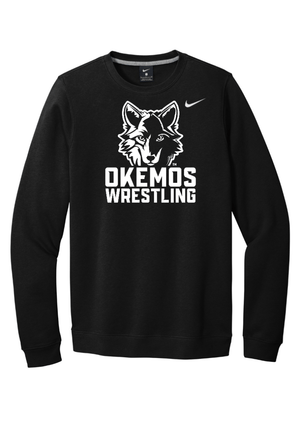 Custom Apparel - Screen Printing - Okemos Wrestling - Adult Unisex Nike Club Fleece Crew - Okemos Wrestling - 14951