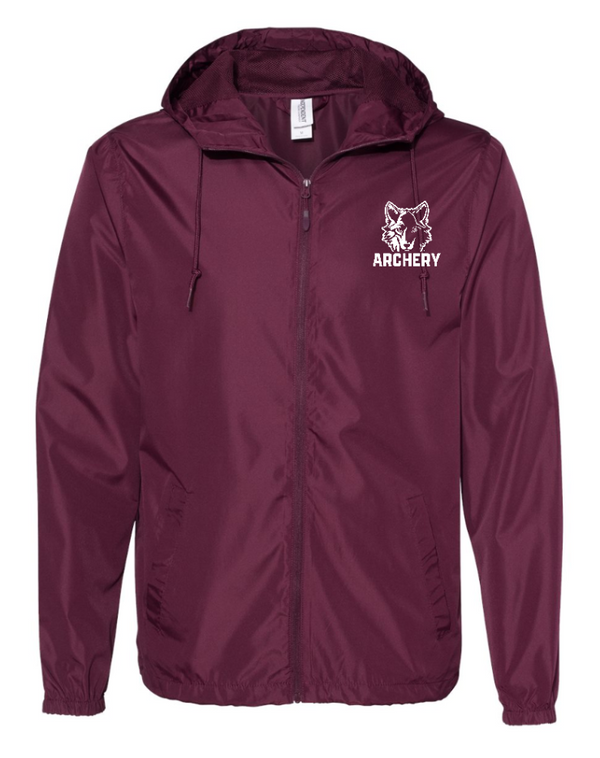 Okemos Archery 2025 - Lightweight Windbreaker Full Zip Jacket -- Black/Graphite / Maroon