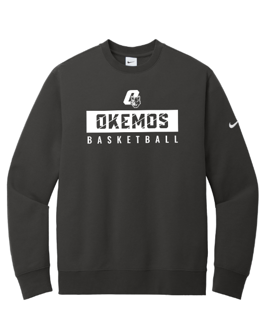 Okemos Boys Basketball 24-25 - Nike Club Fleece Swoosh Sleeve Crew (OPTIONAL PERSONALIZATION)