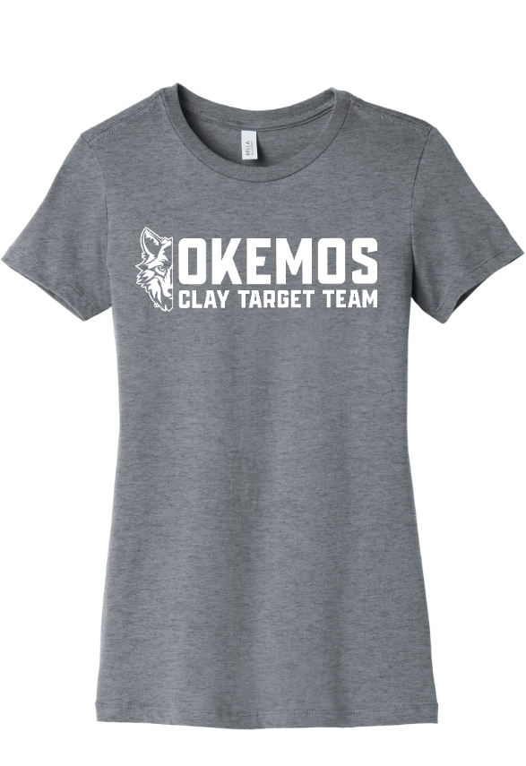 Okemos Clay Target Team 2024 - Women's Slim Fit Tee (Maroon, Grey)