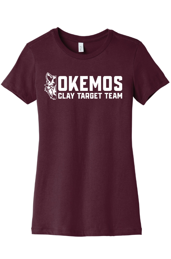 Okemos Clay Target Team 2024 - Women's Slim Fit Tee (Maroon, Grey)