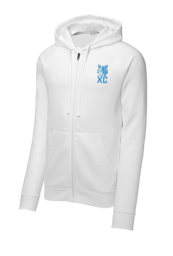 Okemos OMS Cross Country - Adult Hooded Full Zip Fleece White/Grey