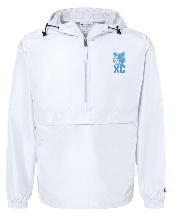 Okemos CMS Cross Country - Hooded Packable Quarter Zip Jacket White